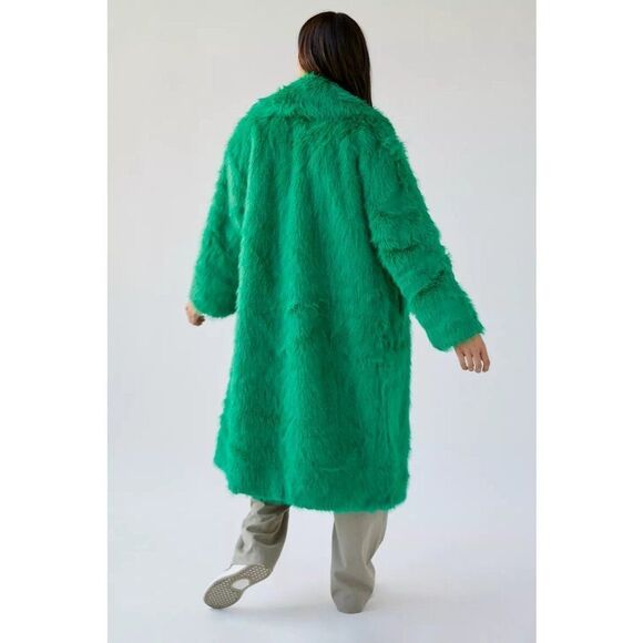 URBAN OUTFITTERS UO Maddie Faux Fur Coat XS Long Overcoat Furry Retro Vintage - Picture 4 of 10